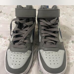 Nike Gray and White High-Top Sneakers
